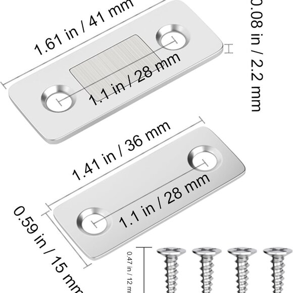 Cabinet Magnetic Catch 4 Pack Ultra Thin Cabinet Door Magnetic Catch for Drawer - Picture 2 of 8